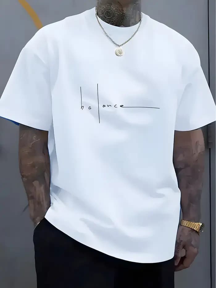 T-shirt imprimé pour homme - 100% coton - Motif lettres