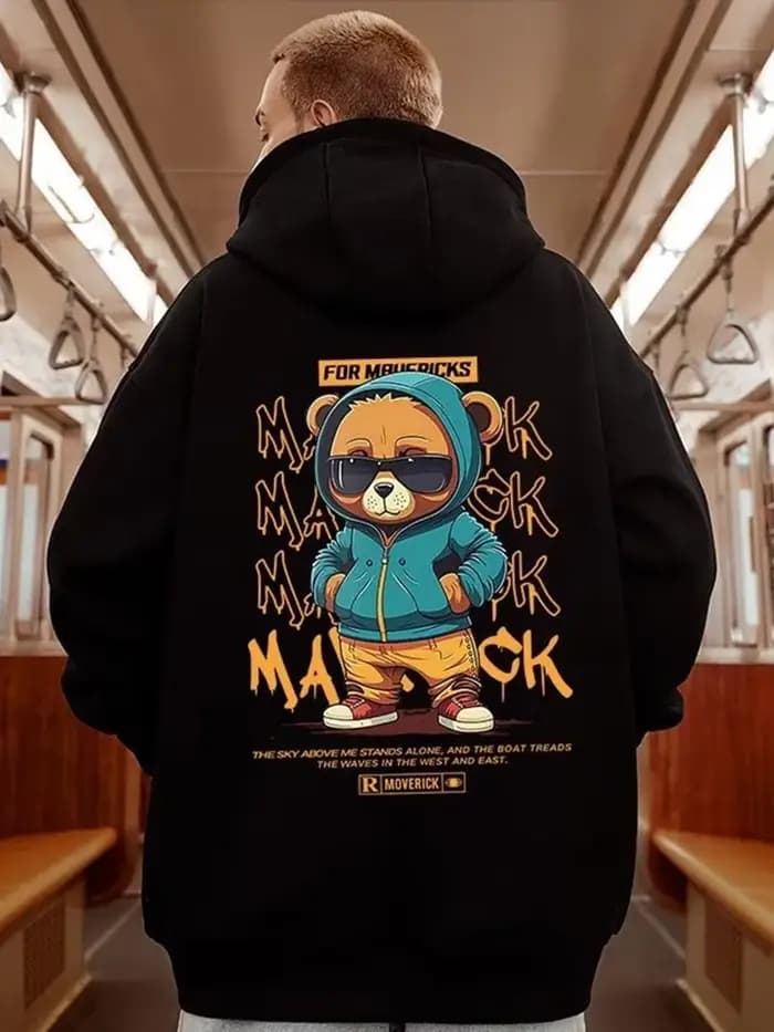 Sweats à capuche à imprimé graphique ours pour hommes, pull décontracté, sweat à capuche Y2K, street