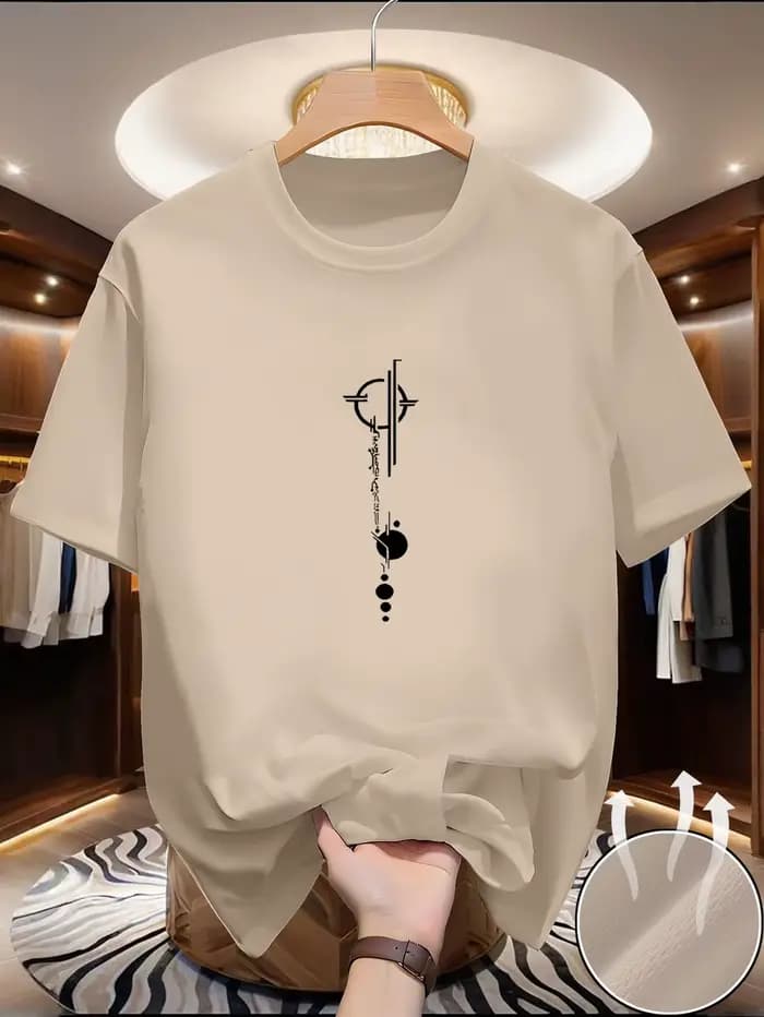 T-shirt pour homme à col rond et manches courtes, élégant, confortable, texture agréable, sensation