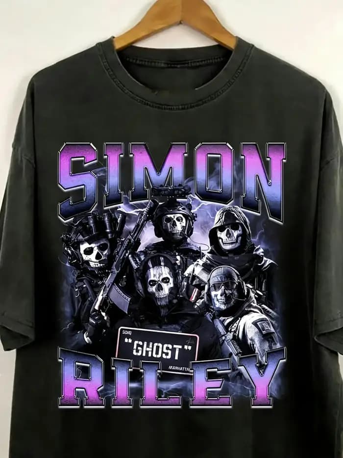 T-shirt de jeu rétro des années 90 Simon Riley | T-shirt unisexe au design rétro de jeu vidéo, idé