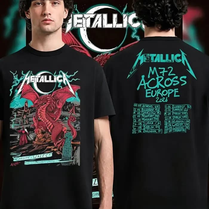Meilleure vente T-shirt Metallica M72 World Tour 2026 Cardiff pour hommes et femmes, vêtements d'été en coton, mode courte