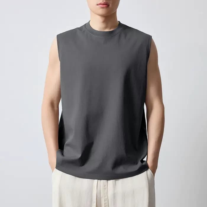 Débardeur Sport Urbain Homme – Nouvelle Collection Été 2026 – Couleur Unie Col Rond
