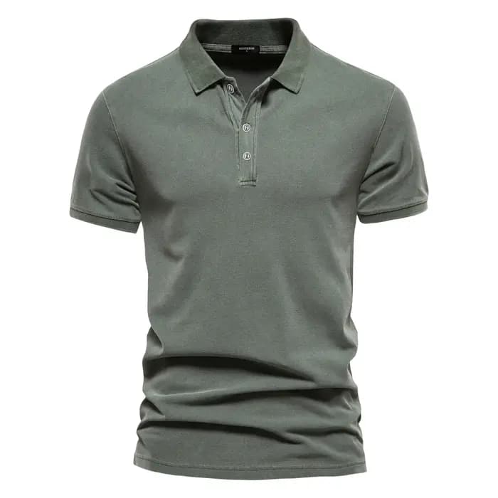 AIOPEON 100% coton couleur unie hommes polos décontracté à manches courtes couverture hommes chemise