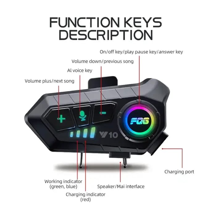 Y10 Bluetooth 5.3 casque casque sans fil mains libres appel téléphone Kit Moto étanche écouteur lect