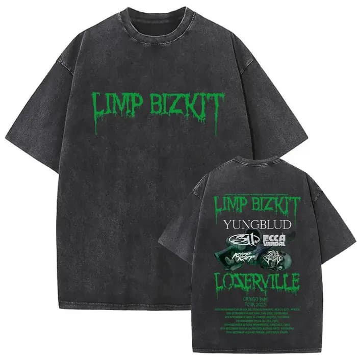 Y2k t-shirt hommes vêtements lavé Vintage groupe de Rock Limp Bizkit Album graphique 2025 hommes vêt
