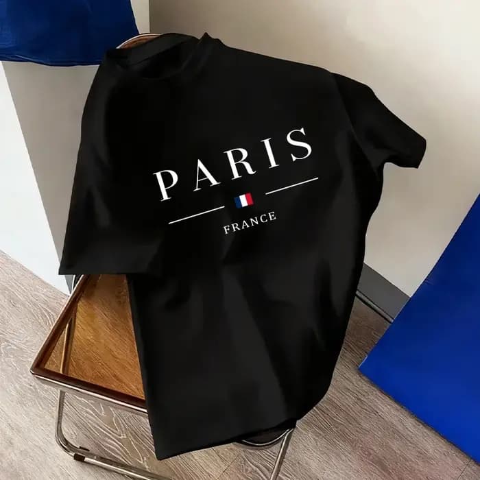 Paris mode hommes t-shirt 100% coton col rond manches courtes