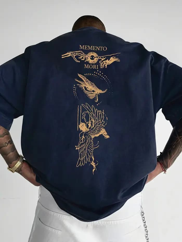 T-shirt ample pour homme « Memento Mori » à motif gothique