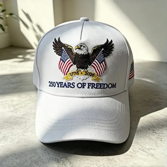 Casquette de baseball brodée avec drapeau américain Fashion Eagle - 1776-2026