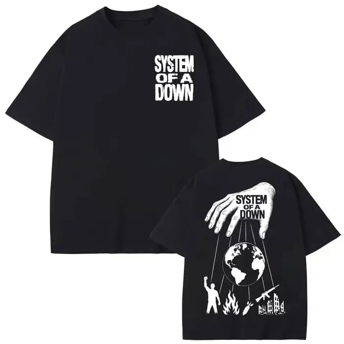 T-shirt imprimé double face System of A Down pour hommes et femmes, vêtements de mode rock, t-shirt