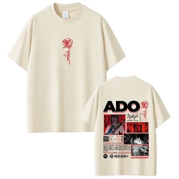 Ado Hibana Tour du monde 2025 T-shirt hommes femmes mode Pop musique t-shirts unisexe Y2k Style japonais Streetwear mâle