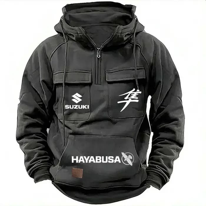 Sweat-shirt à capuche pour hommes, avec logo Suzuki Hayabusa, course de moto, nouvelle collection 2026, multi-poches, fermeture éclair, pour sports de plein air