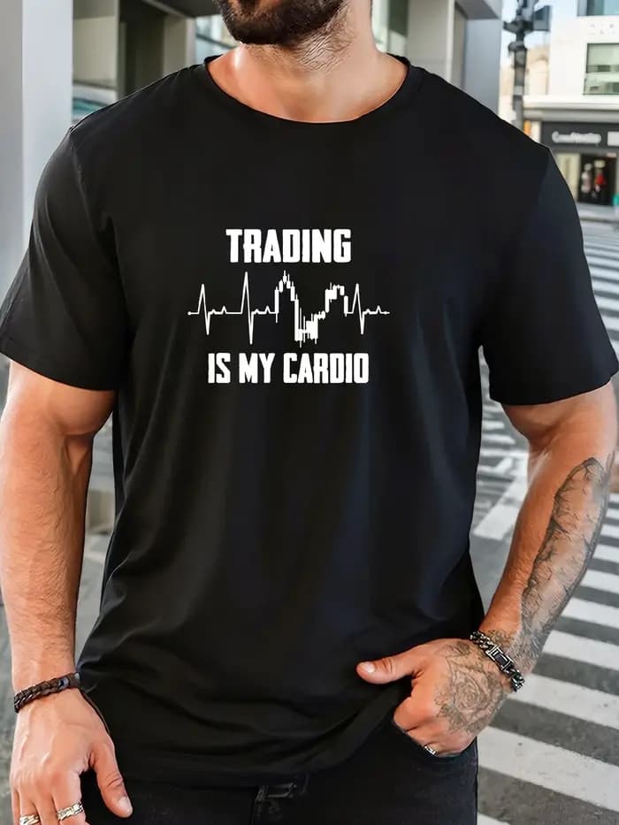 T-Shirt homme 2025, nouveauté, thème de trading spirituel, graphique «TRADING IS MY CARDIO», imprimé