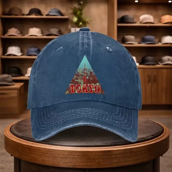 Une casquette de baseball pour homme avec l'image de la tour de Tokyo, parfaite pour la mode en plei