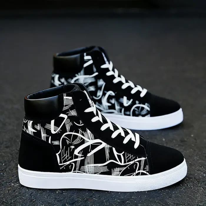 Style de rue mode baskets hommes chaussures décontractées plat respirant haut noir rouge marque