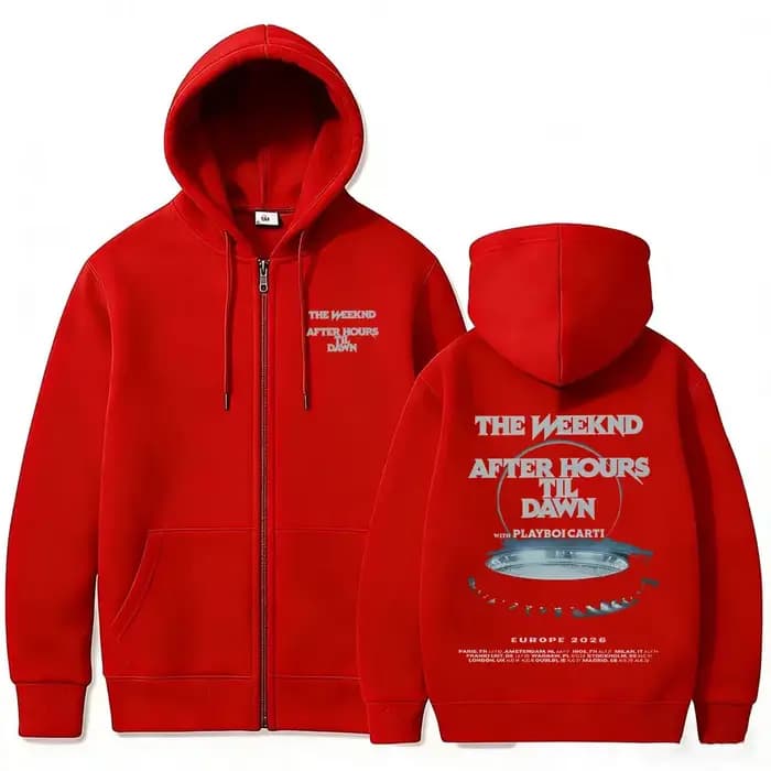 Sweat à capuche zippé pour homme The Weeknd After Hours Til Dawn avec Playboi Carti Tour 2026