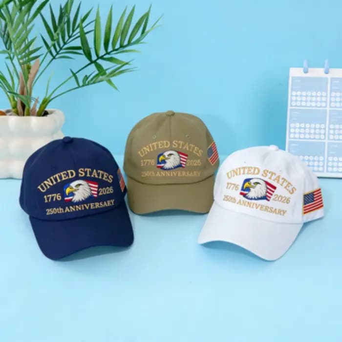 Casquette de baseball brodée d'un aigle du drapeau américain