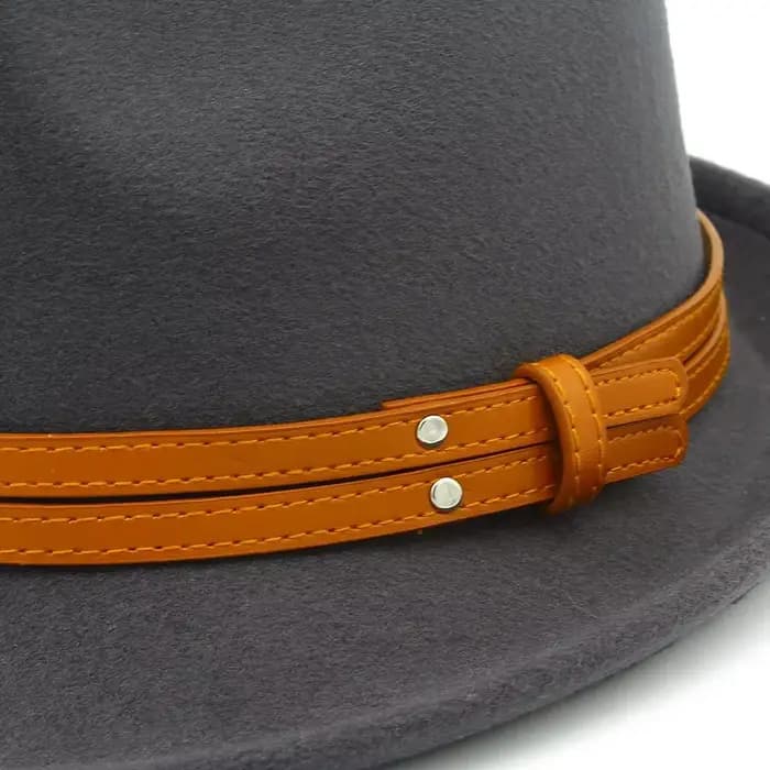 Fedora chapeaux Cowboy chapeau laine casquettes Trilby cuir ceinture Fedoras