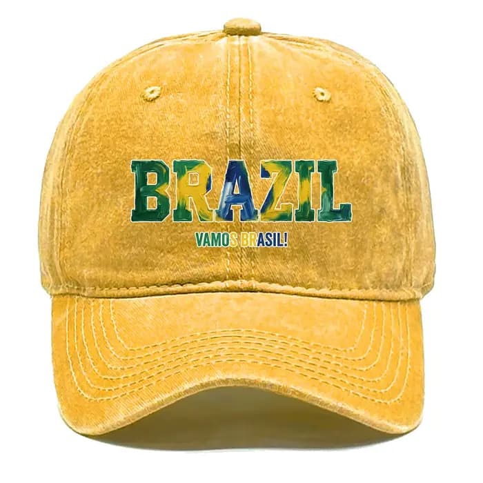 Casquette de baseball réglable avec drapeau du Brésil imprimé