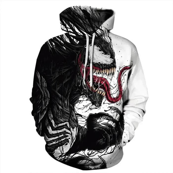 Venom Villain-Sweat à capuche à manches longues imprimé en 3D pour hommes