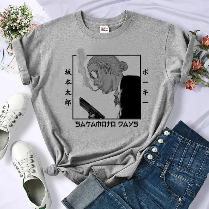 Sakamoto Days t-shirt adolescent gothique graphique anime années 80