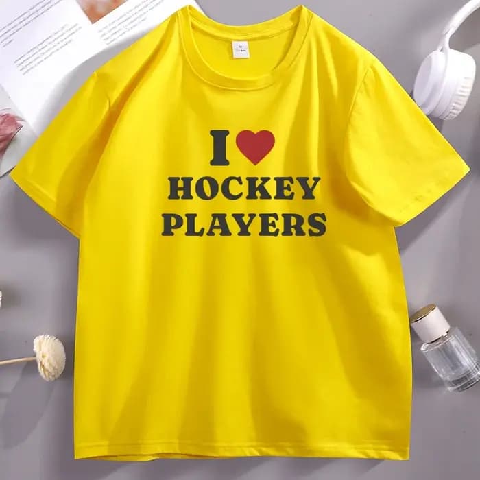T-Shirt I Love Hockey Players pour hommes et femmes