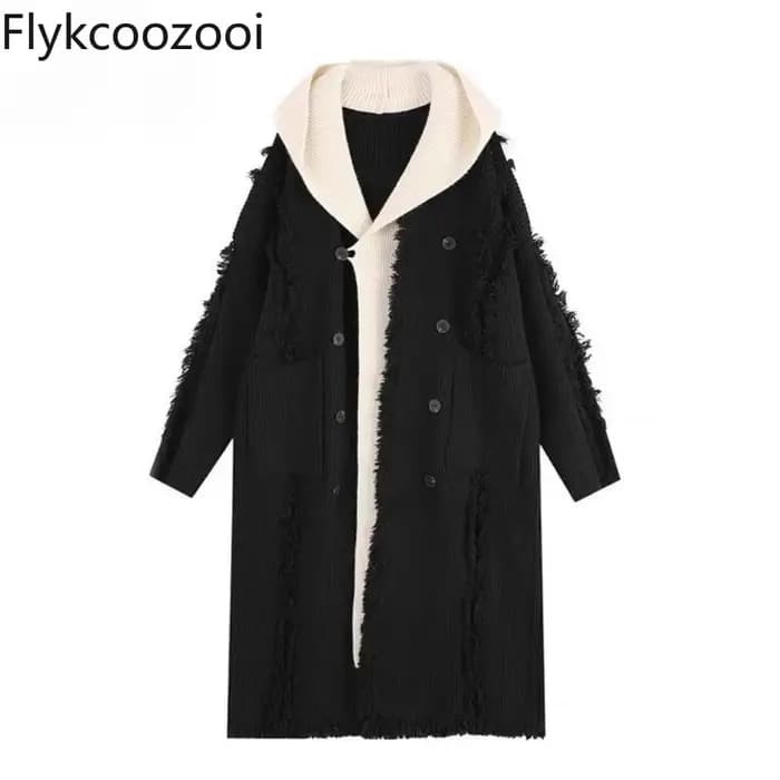 Pull à capuche mi-long pour femme