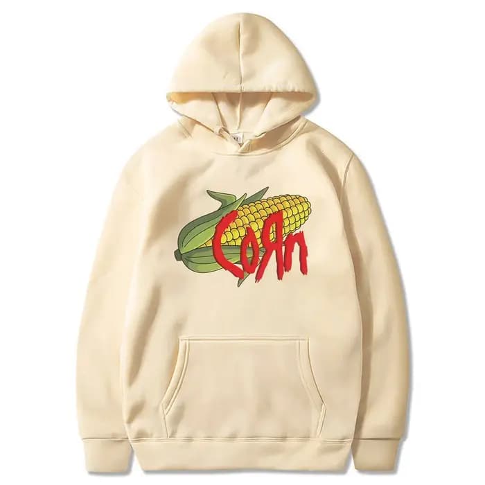 Korn maïs drôle Meme graphique à capuche hommes femmes Vintage gothique Rock sweat homme décontracté polaire coton
