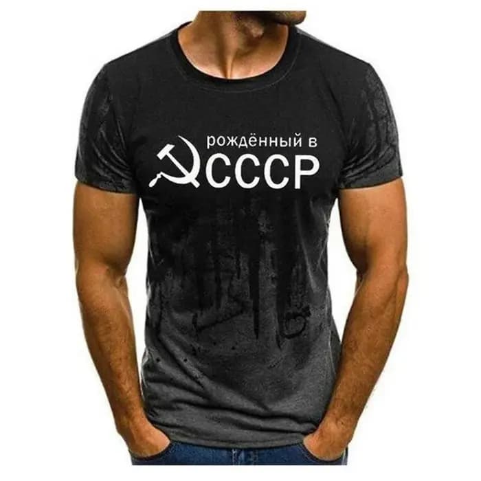 T-shirt à col rond imprimé logo CCCP pour hommes