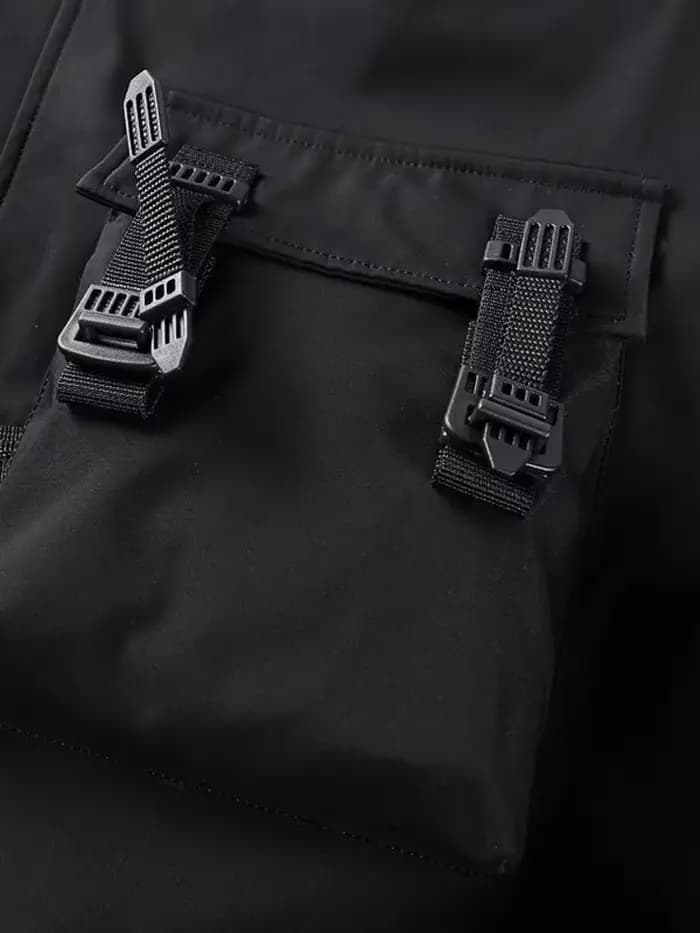 God of Death Bomber Jacket Poitrine Poche Techwear Hommes Punk Hip Hop Tactique Streetwear Noir Varsity Vestes Surdimens