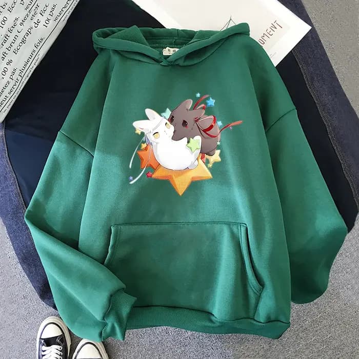 Sweat à capuche imprimé lapin pour femme