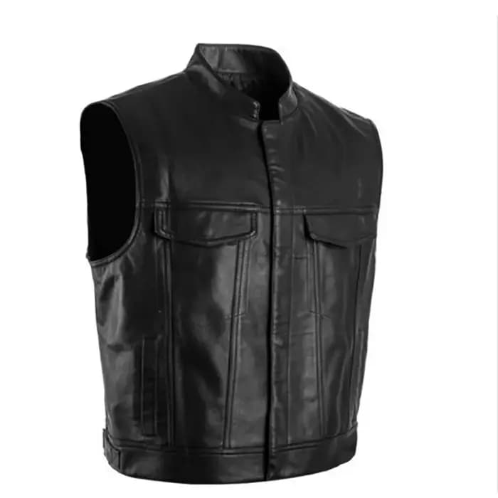 Classique hommes col montant moto Biker gilet en cuir mâle élégant nouveaux vêtements automne hiver