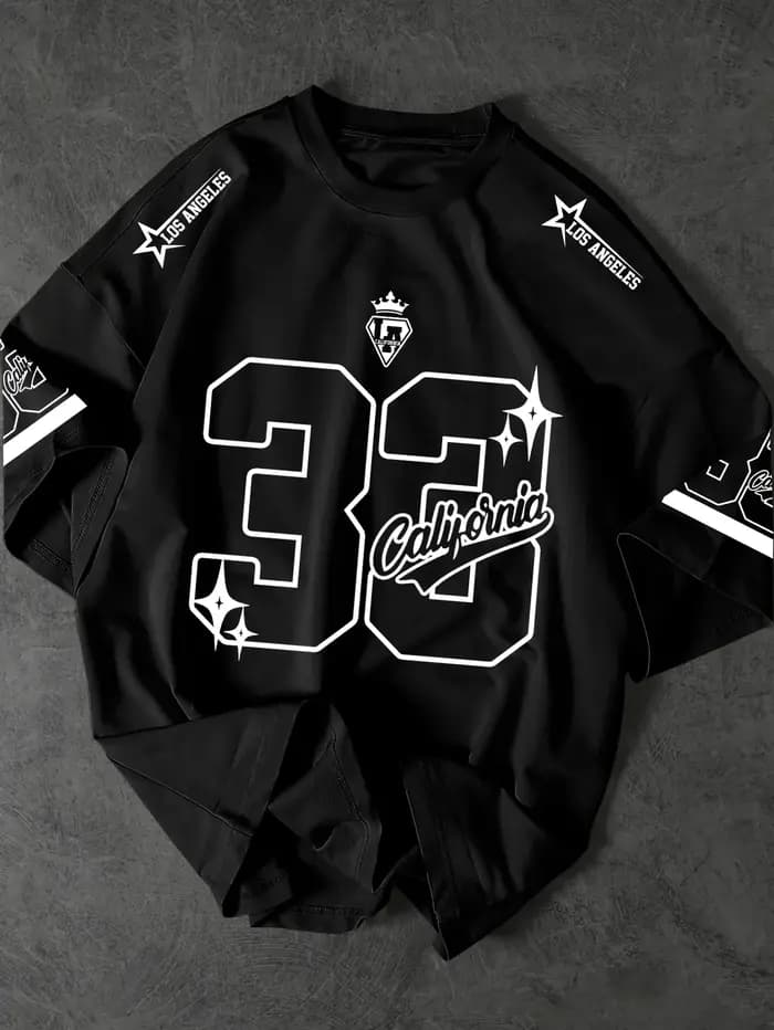 T-shirt pour homme, rétro Californie numéro 33 avec imprimé étoile de Los Angeles