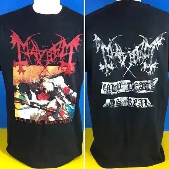 Mayhem Dawn of The Black Hearts T-shirt noir à manches courtes et 2 côtés unisexes