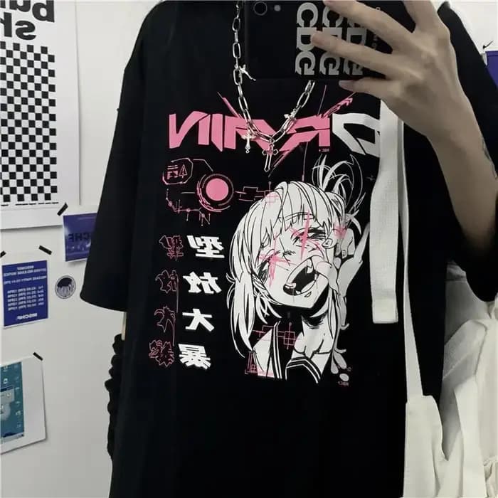 Harajuku gothique femme t-shirt imprimé à manches courtes noir culture hauts T-shirts mode décontracté