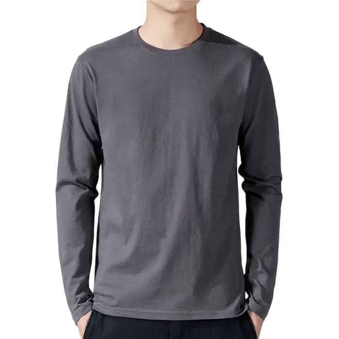 T-shirt en coton à manches longues pour hommes, maillot de corps monochrome, vêtements pour document
