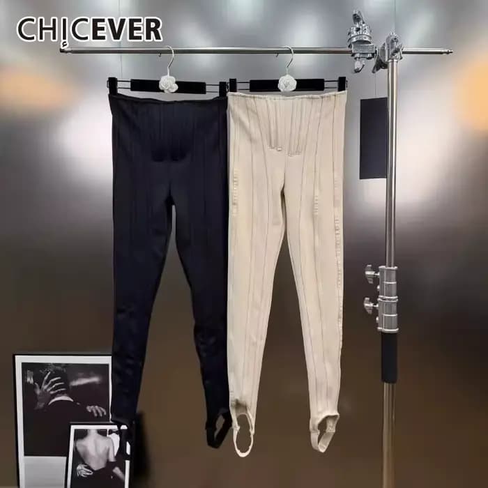 CHICEVER solide épissé plis Chic pantalon femme taille haute minceur Streetwear Design femmes pantal