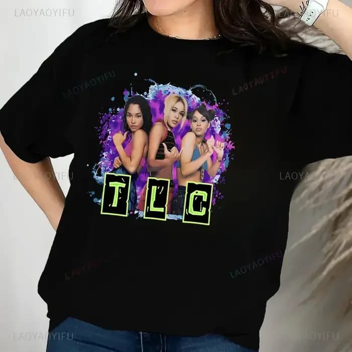 T-shirt imprimé vintage des années 90 du groupe TLC
