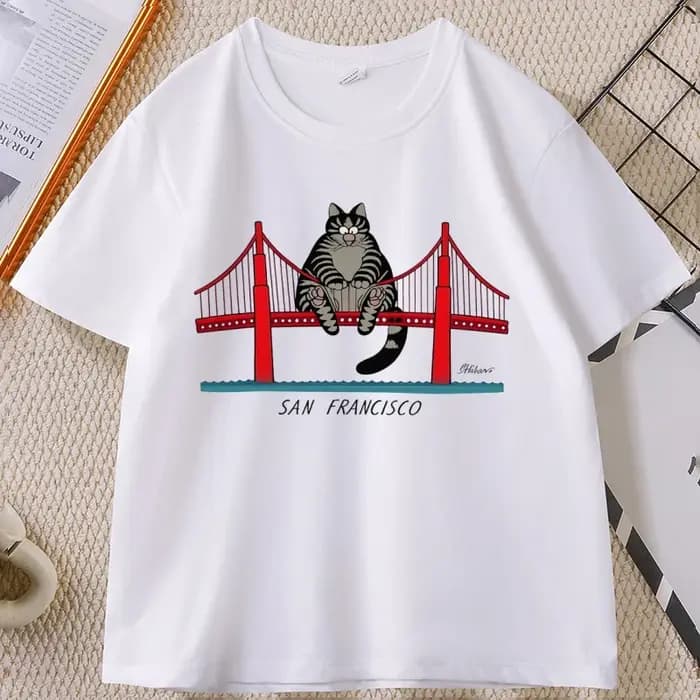 B-Kliban Cat San Francisco T-Shirt pour hommes et femmes