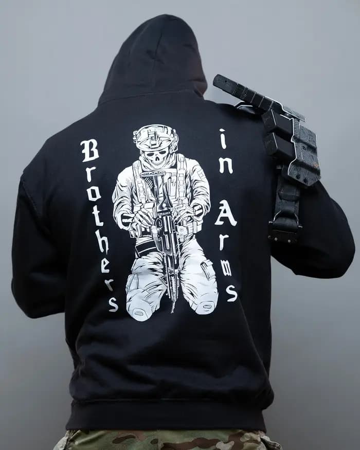 Brothers in Arms _ Sweat à capuche en coton graphique de luxe haut de gamme