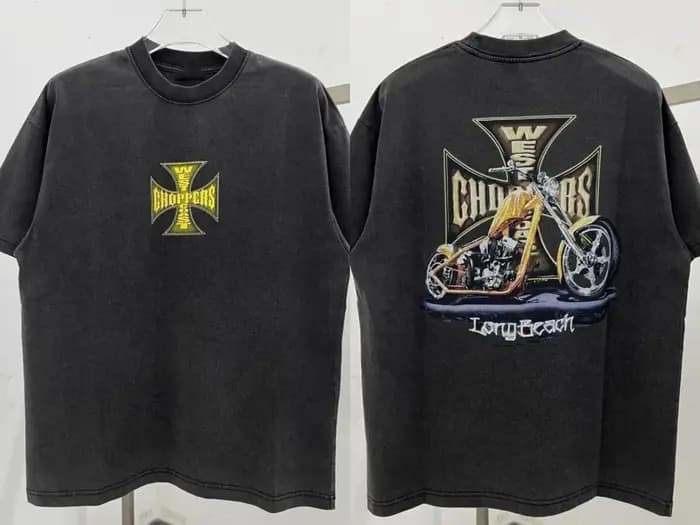 T-shirt en coton pour homme, style motard vintage, streetwear rétro, grunge, confortable, tendance é
