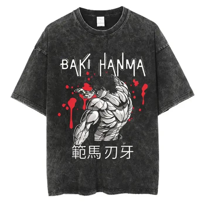 Anime Baki Haman t-shirts Harajuku Vintage 100% coton 2024 nouveau T-shirt lavé pour hommes Hip Hop