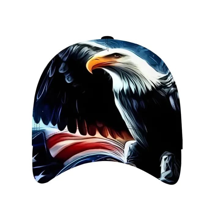 Casquette de baseball avec tête d'aigle et drapeau américain