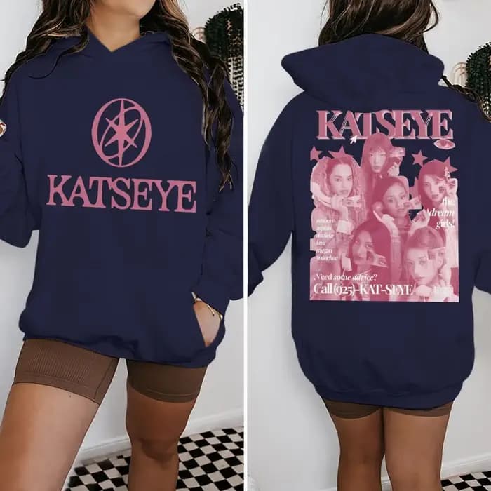 Sweat à capuche rose pour femme avec imprimé Katseye