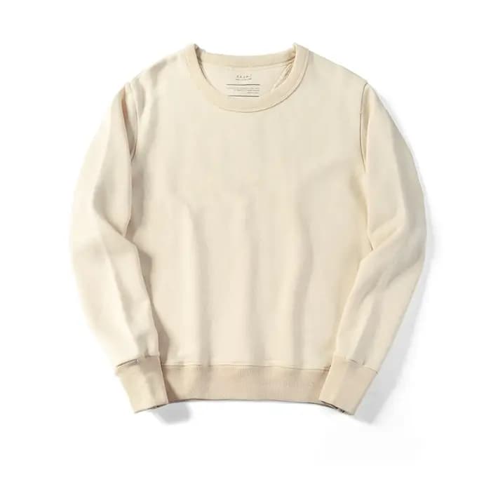 Sweat à capuche rétro japonais pour hommes et femmes, sweat-shirt uni à col rond, pull en coton à ma
