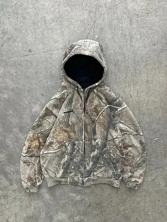 Streetwear sweat à capuche zippé Y2K vêtements hommes femmes Harajuku gothique rétro camouflage graphique