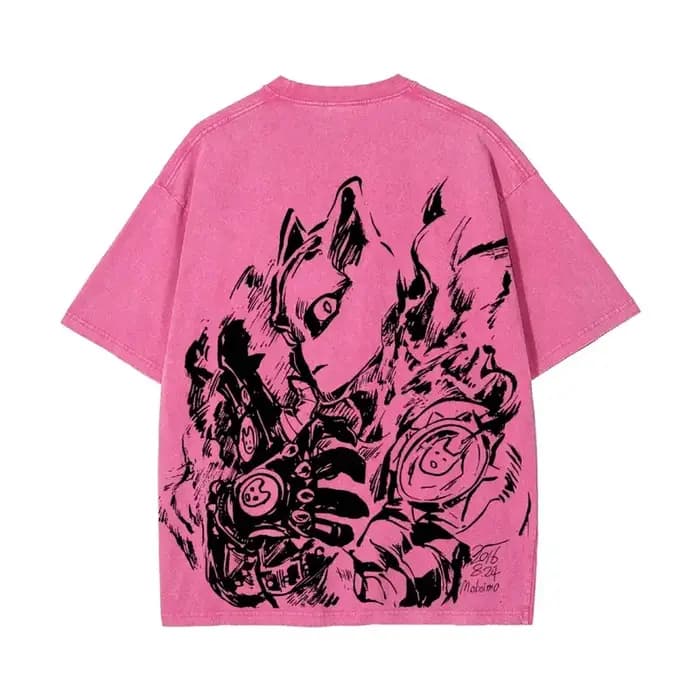 T-shirt JoJo's Bizarre Adventure Killer Queen, t-shirt graphique d'anime, t-shirts vintage lavés, vê