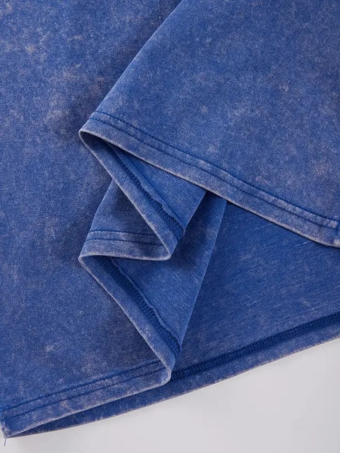 T-shirt décontracté Y2K pour femme en coton délavé à manches courtes
