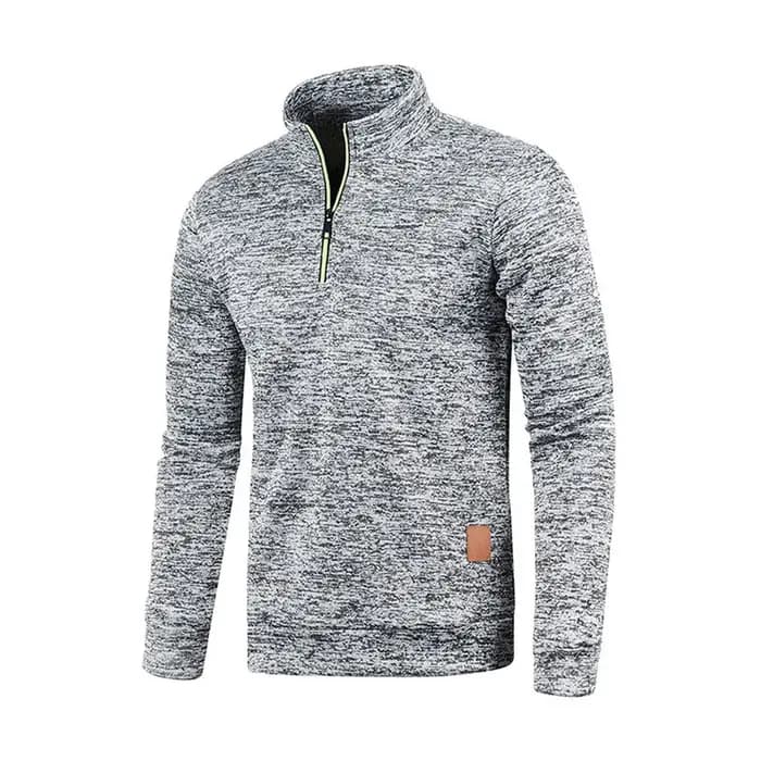 Pull à col roulé avec fermeture éclair pour homme, sweat-shirt d'extérieur, pull à demi-fermeture éc