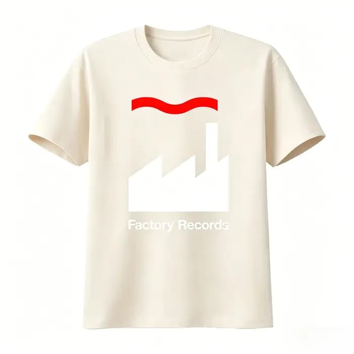 T-shirt Factory Records disponible en noir et blanc classiques