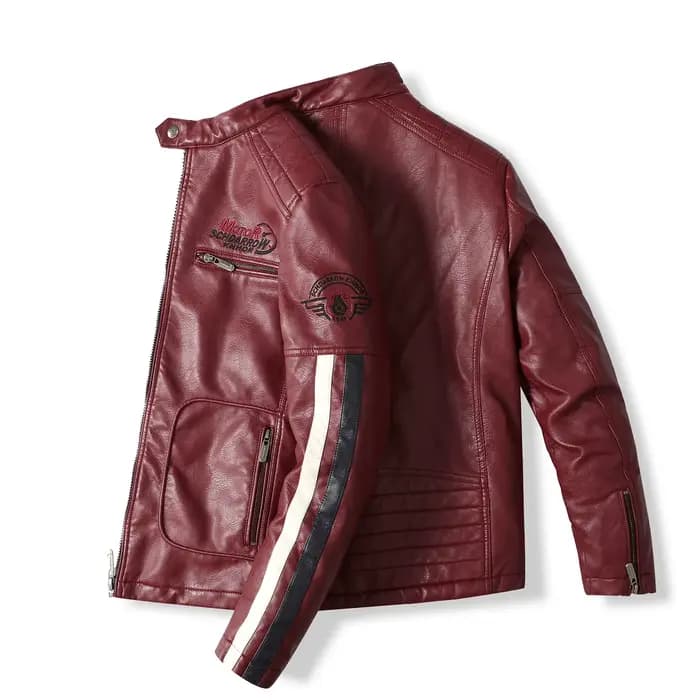 Veste de moto en cuir PU pour hommes, costume de course, littérature de couleur, plus veste en coton